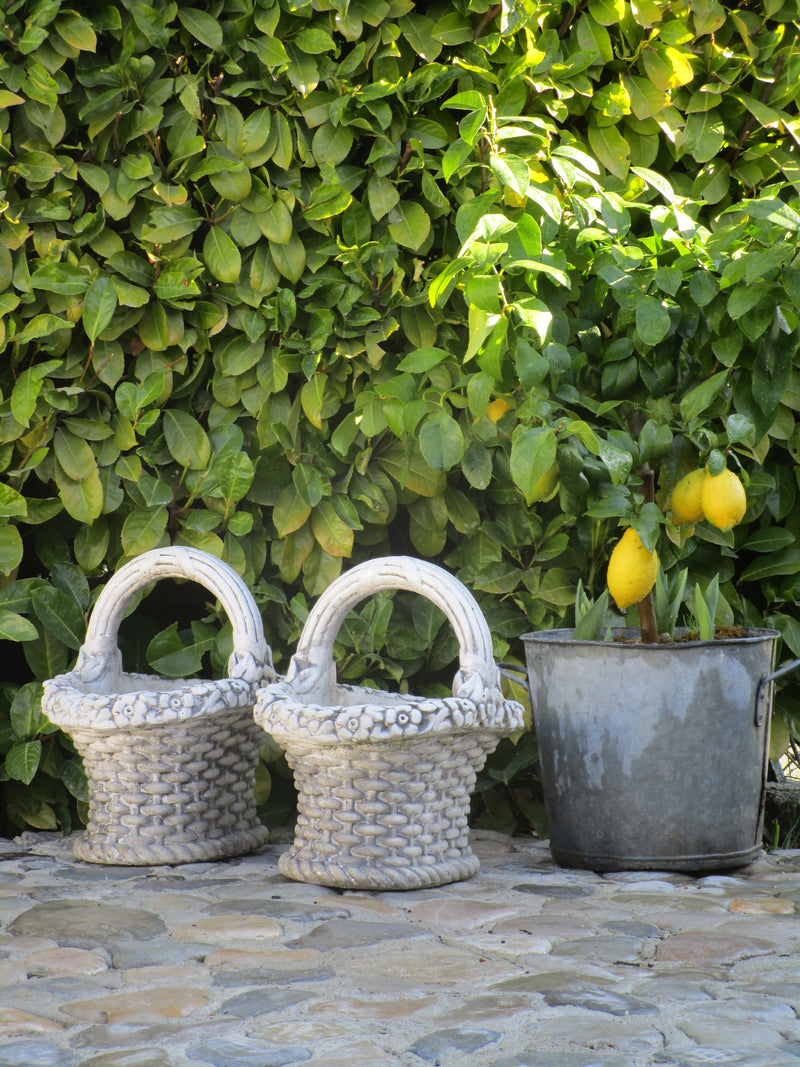 Pair of French garden basket planters