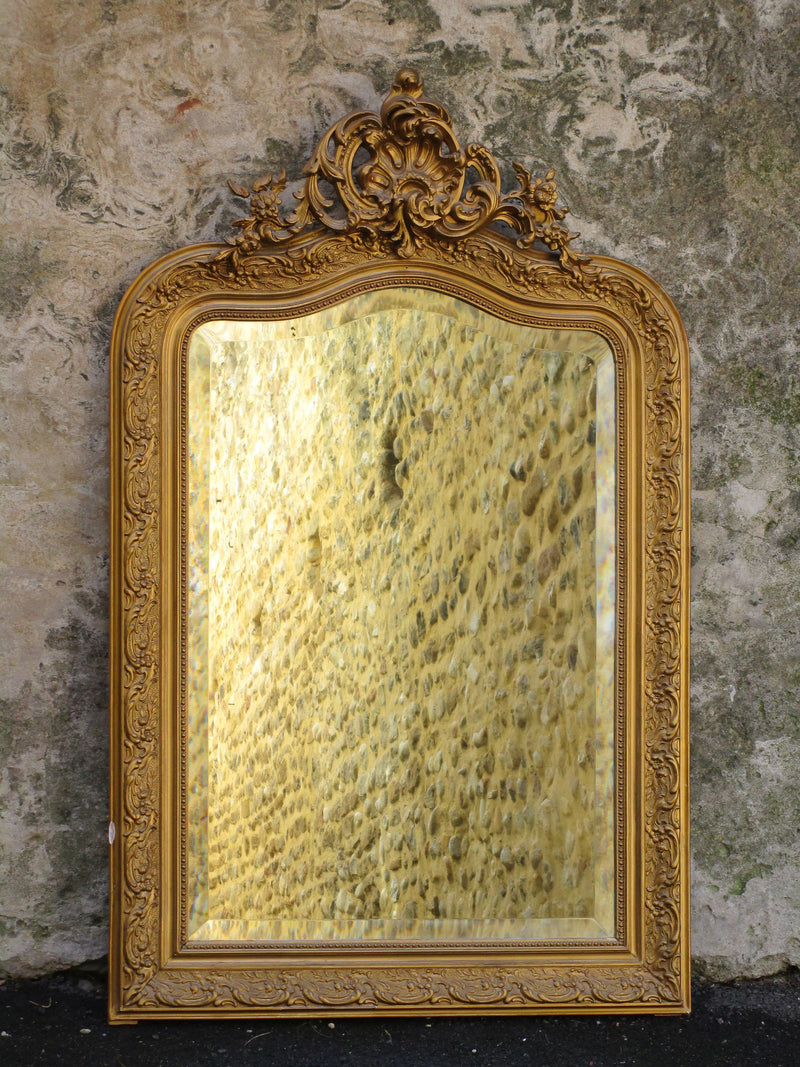 Mirror Louis Philippe style gilt beveled mirror