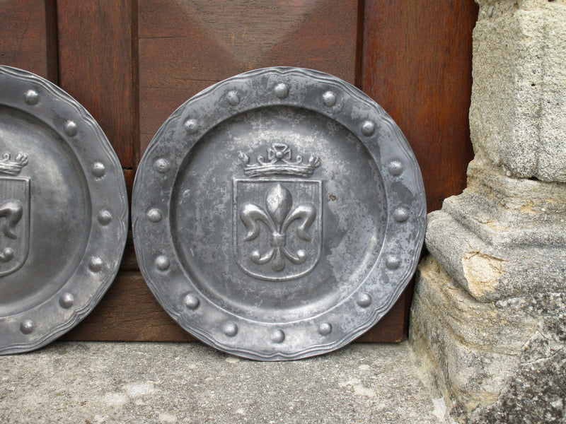 Pair of French pewter plates
