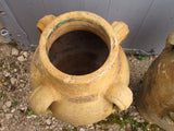 Top view pair of large french garden pots with natural patina rustic farmhouse garden