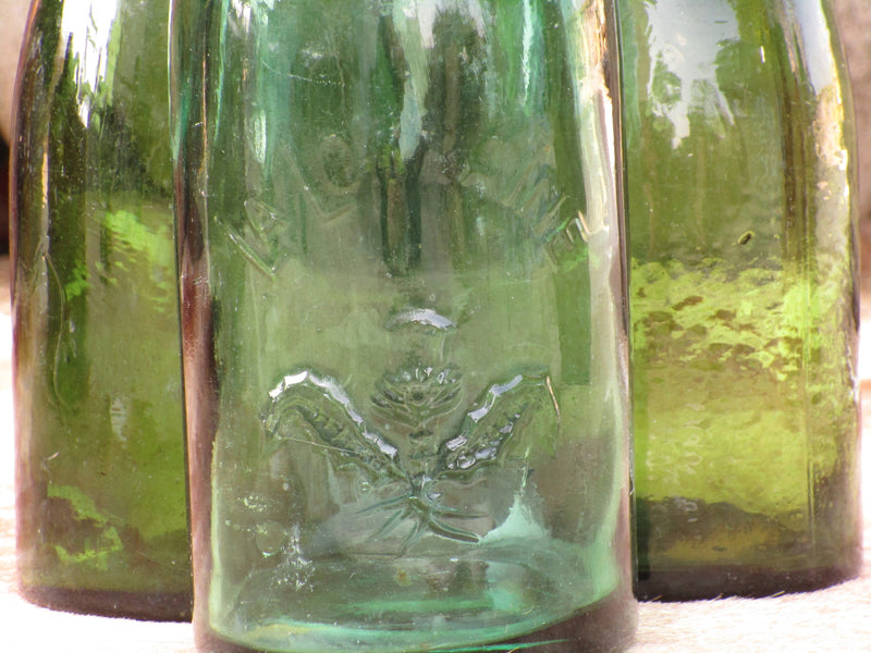 Circa 19th century green antique French truffle jars