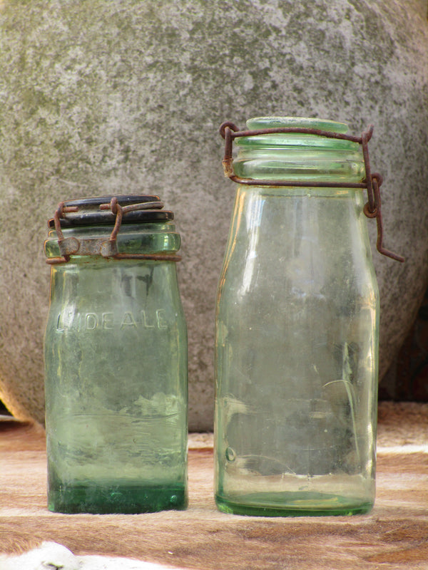 Pair of 20th century glass French jars 