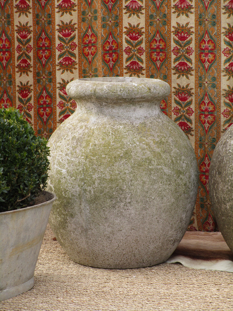 Pair of large French aged garden pots 