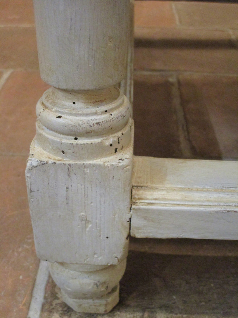 turned legs detail - 19th century folding oval kitchen table chalk paint