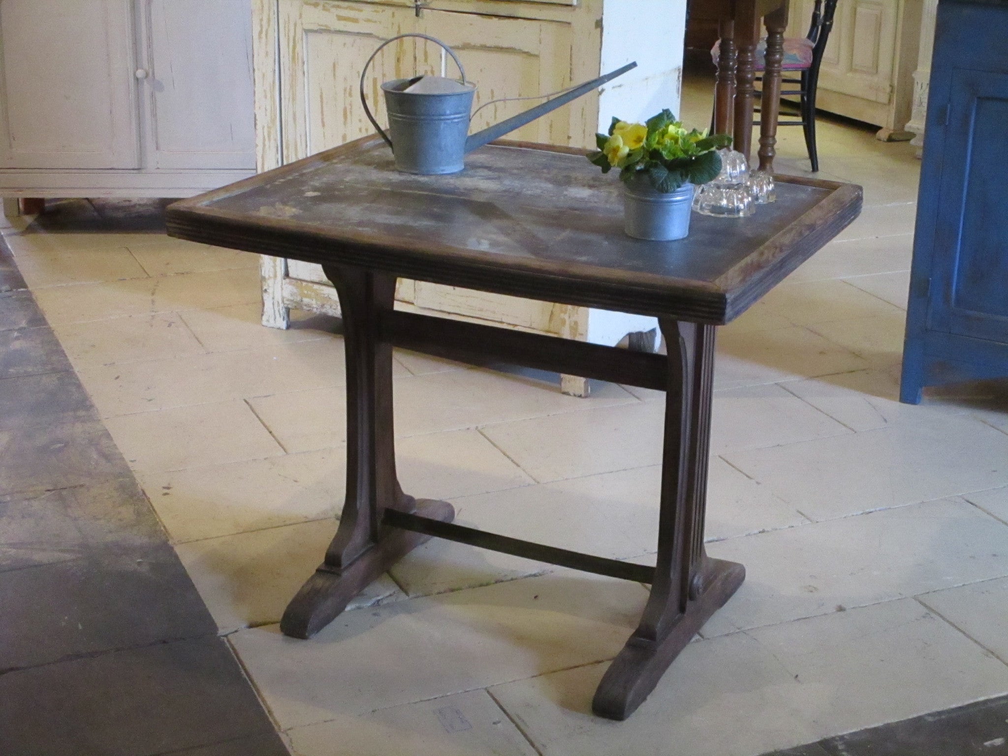 Rustic bistro table with zinc top