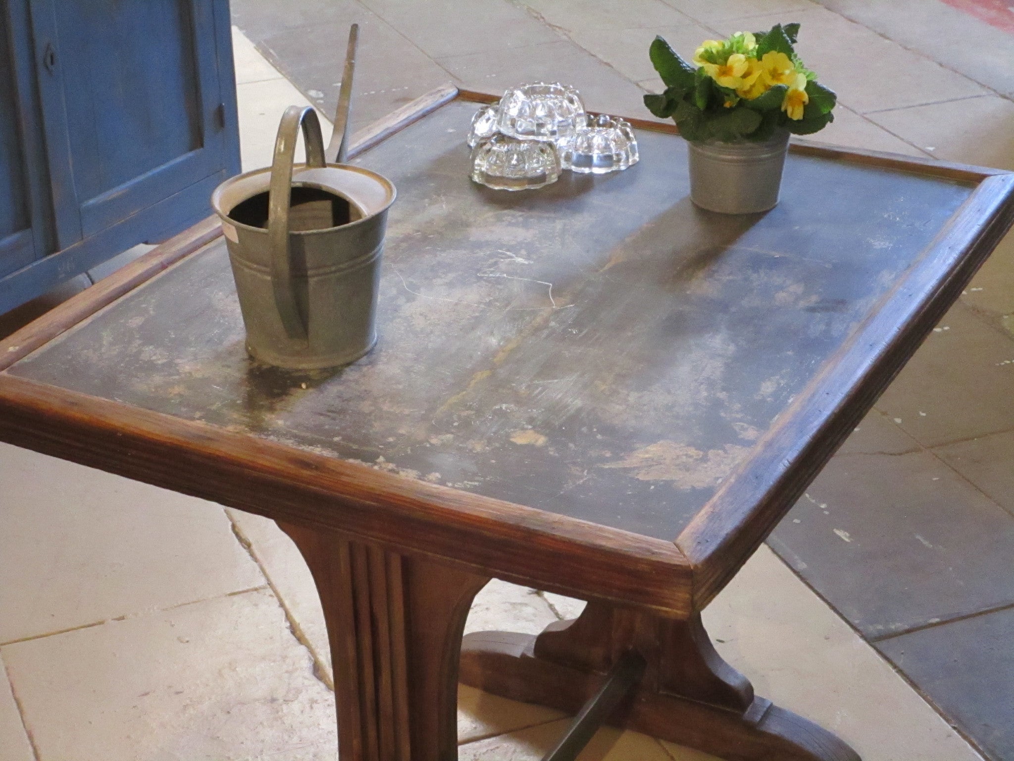 Vintage bistro table with zinc top