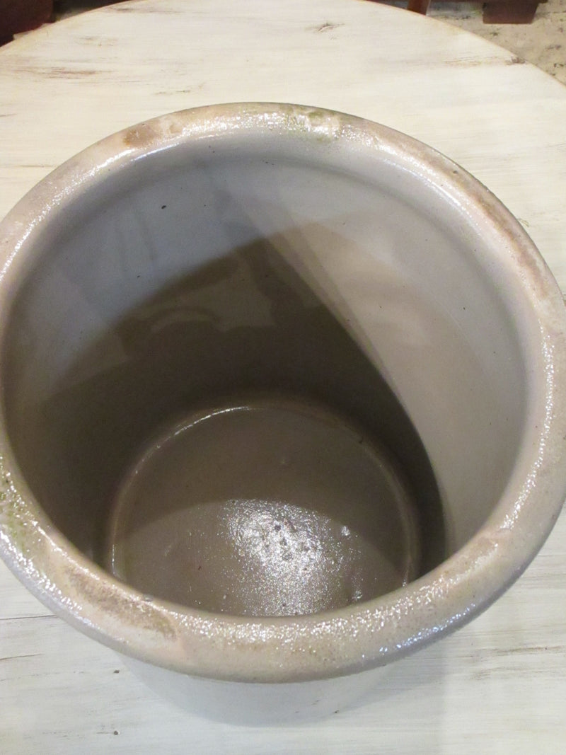 glazed grey pot with handle