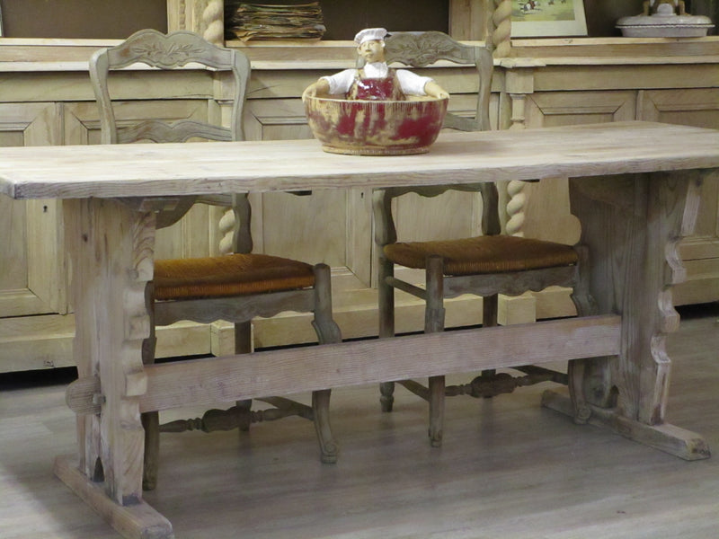 Rustic French farmhouse dining table savoy carving detail