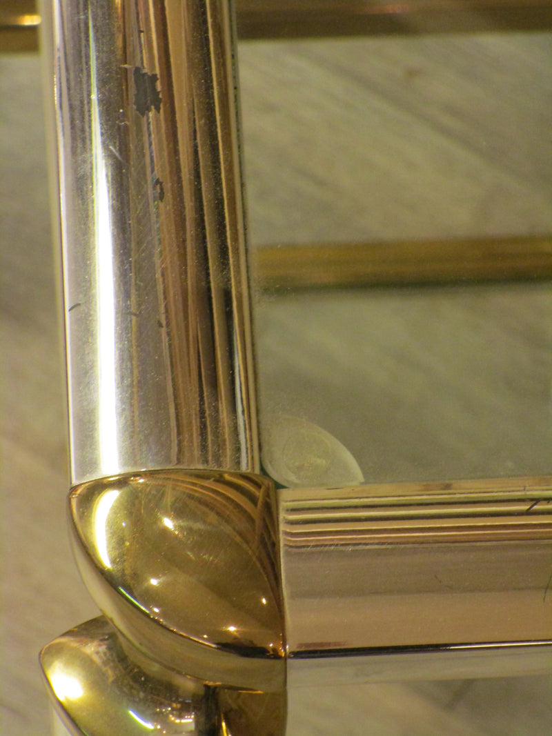 Detail - Pair of silver and gold French side tables