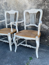 Pair of armchairs with straw seats