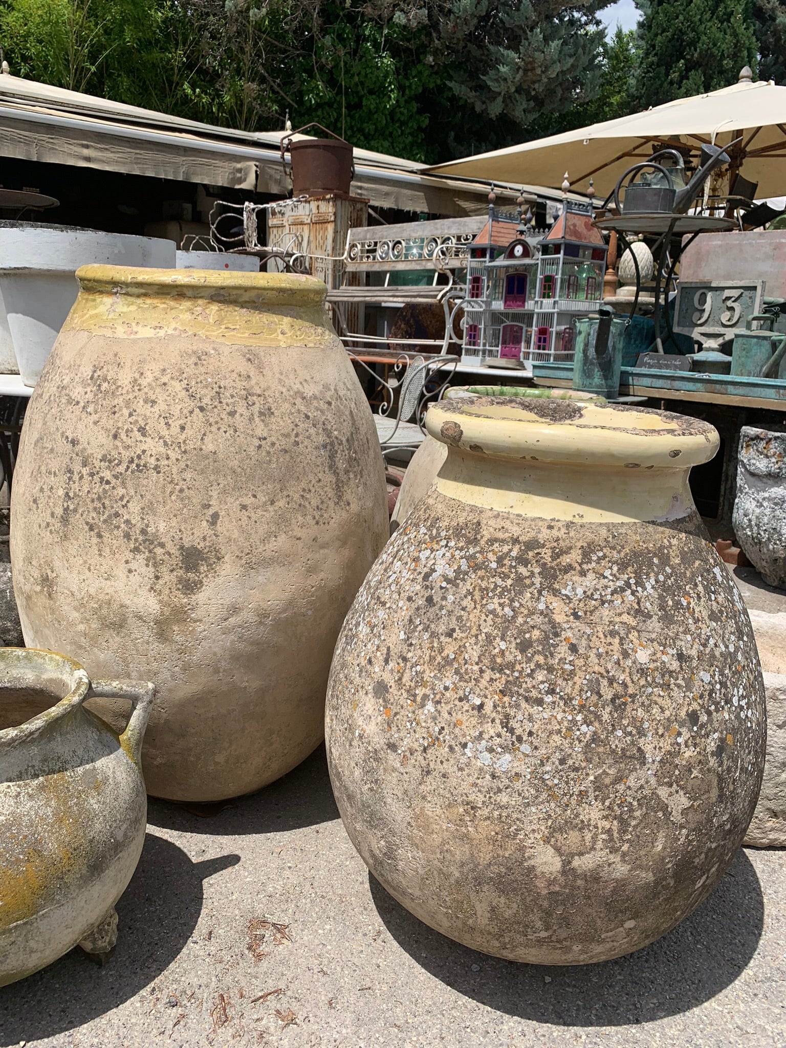 19th century Biot jar with green glaze 33¾"