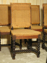 Louis XIII hessian chairs - set of four