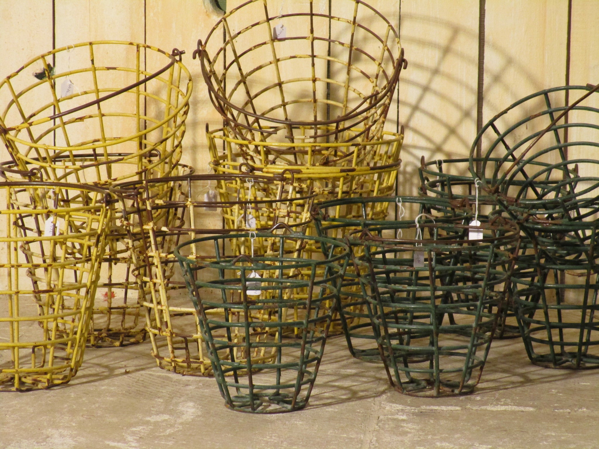 Vintage golf ball baskets green and yellow collection