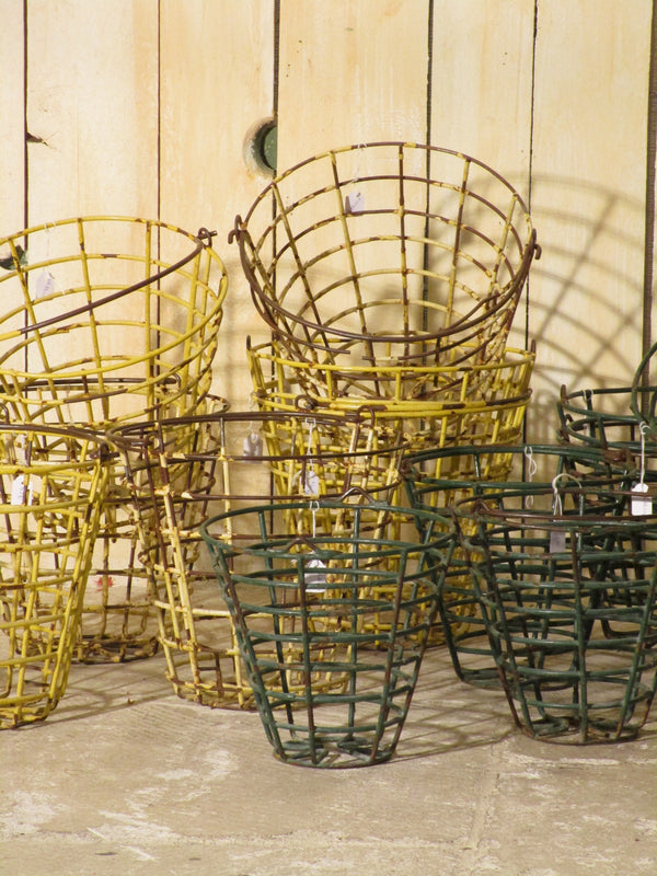 Pair of vintage baskets - yellow grande