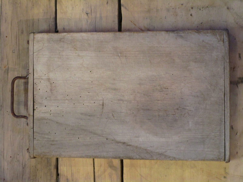 Rustic French chopping board with iron handle