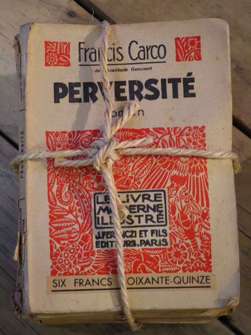 Bundle French vintage books with string farmhouse decor