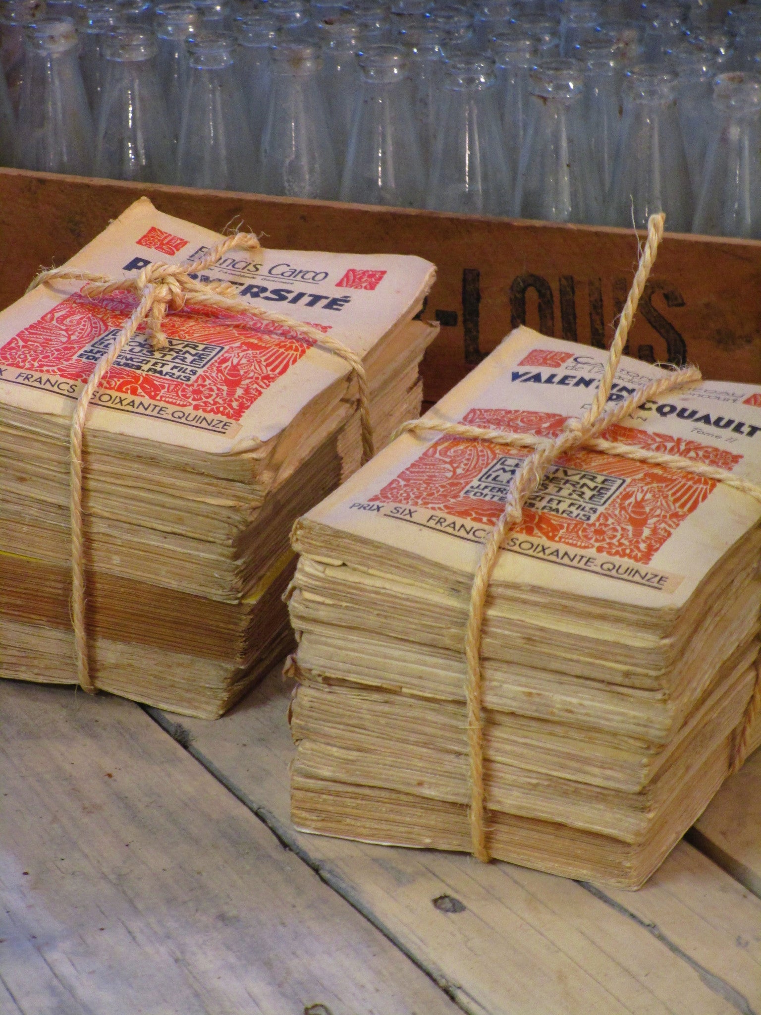 Vintage French Twine-Bound Book Collection