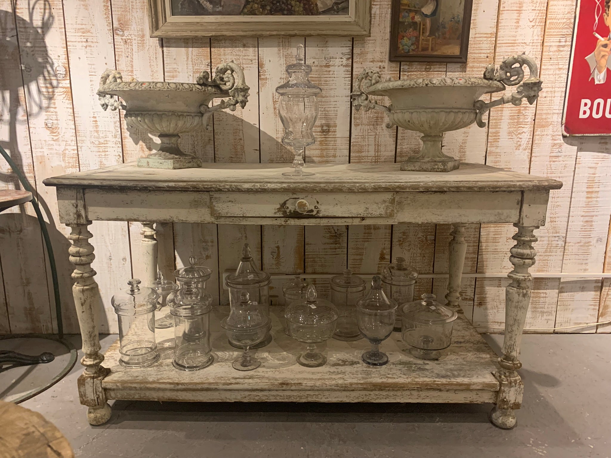 19th century draper table with distressed patina