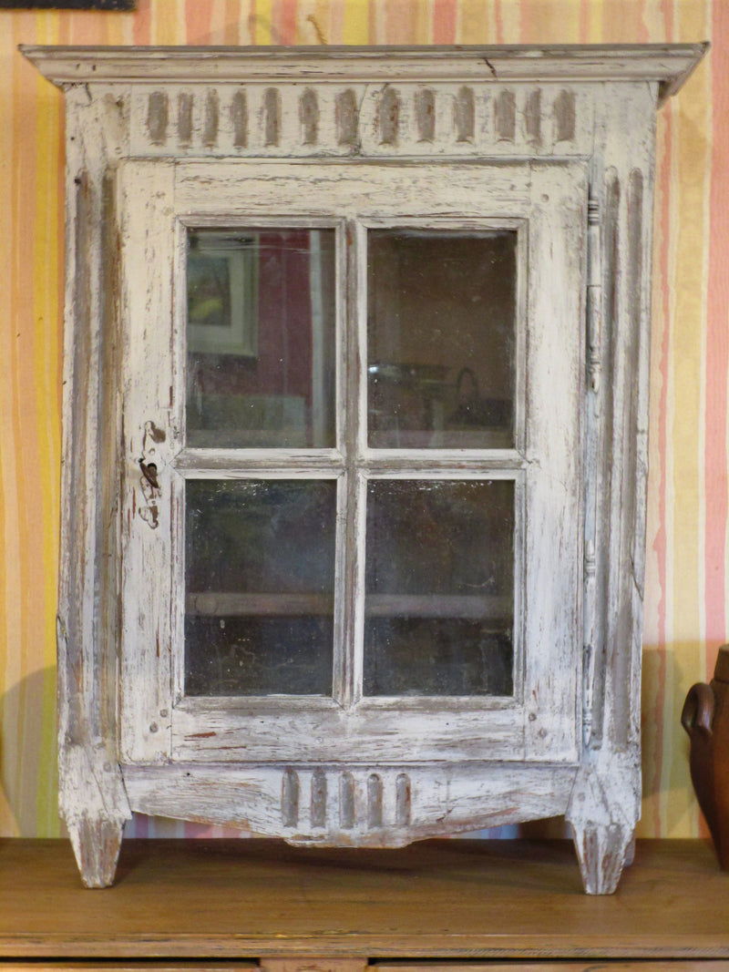 Rustic French provincial cabinet showcase with french door