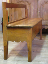 Side view 19th century french oak and cherry wood bench seat