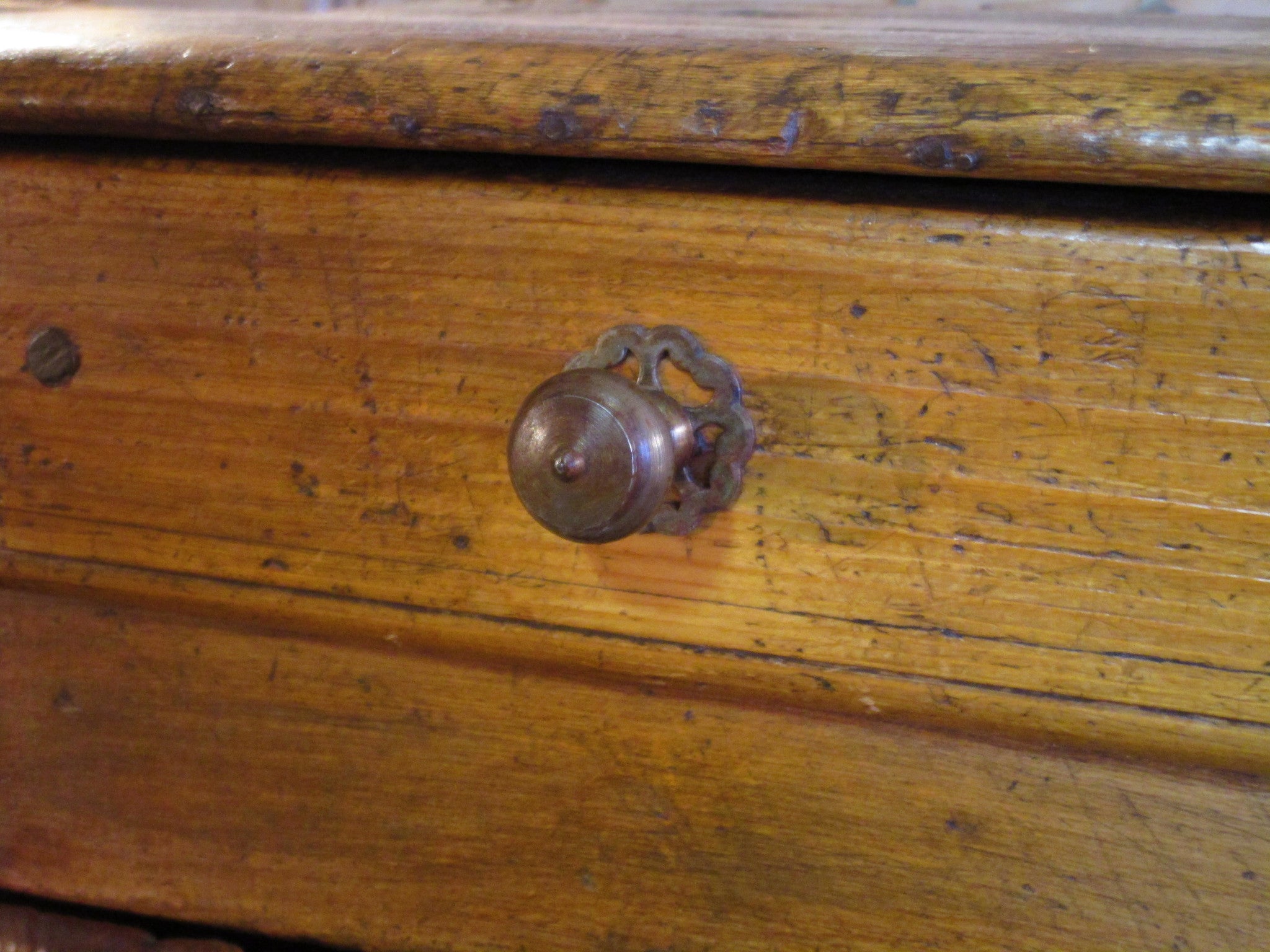 Drawer detail - 19th century rustic confituriers side table cabinet