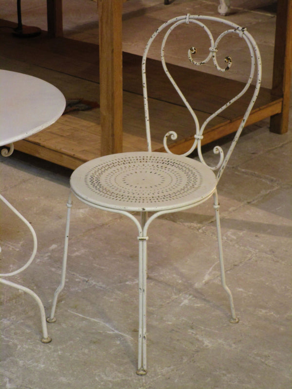 Pair of French outdoor bistro chairs - white