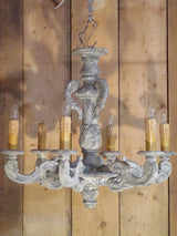 French lustre white washed patina six arm 1900s