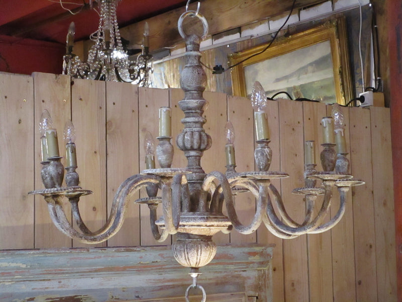 French Louis Philippe lustre white washed patina