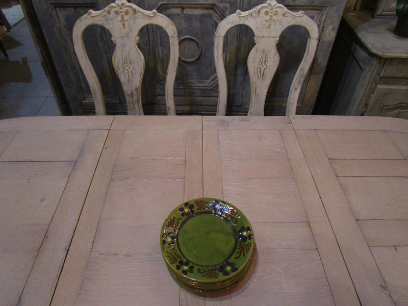 Top detail - French oak oval dining table extendable mid century