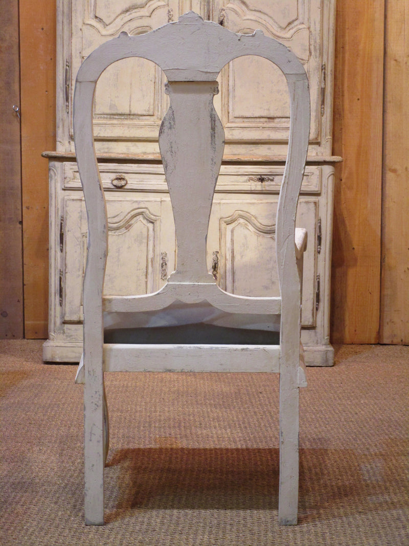 Oak Chippendale armchair upholstered