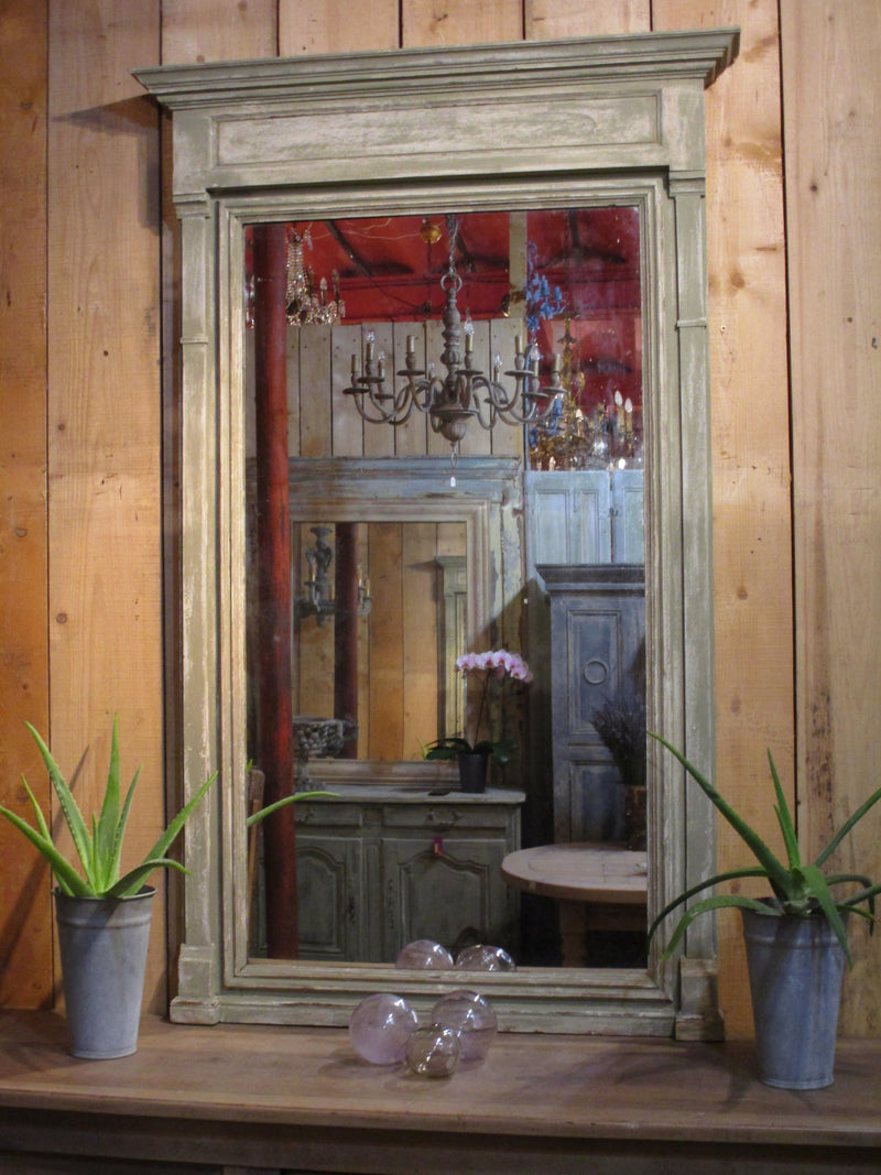 French Napoleon III mantel manteau mirror rectangular rustic patina modern farmhouse
