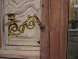 Bronze candlestick detail - French oak modesty mirror with 