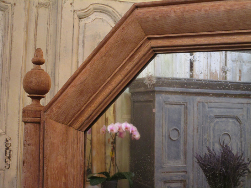 Frame detail - French oak modesty mirror with bronze candlesticks