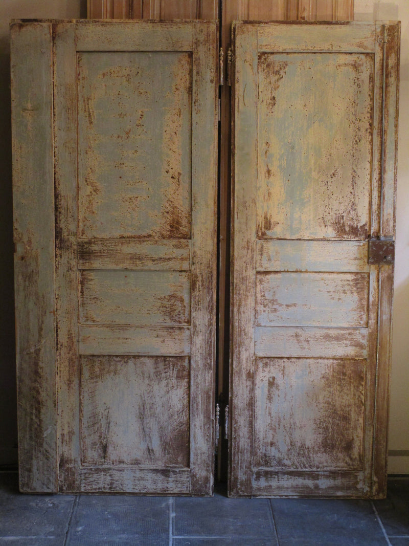 Pair of Louis XVI French doors with original paint and hardware