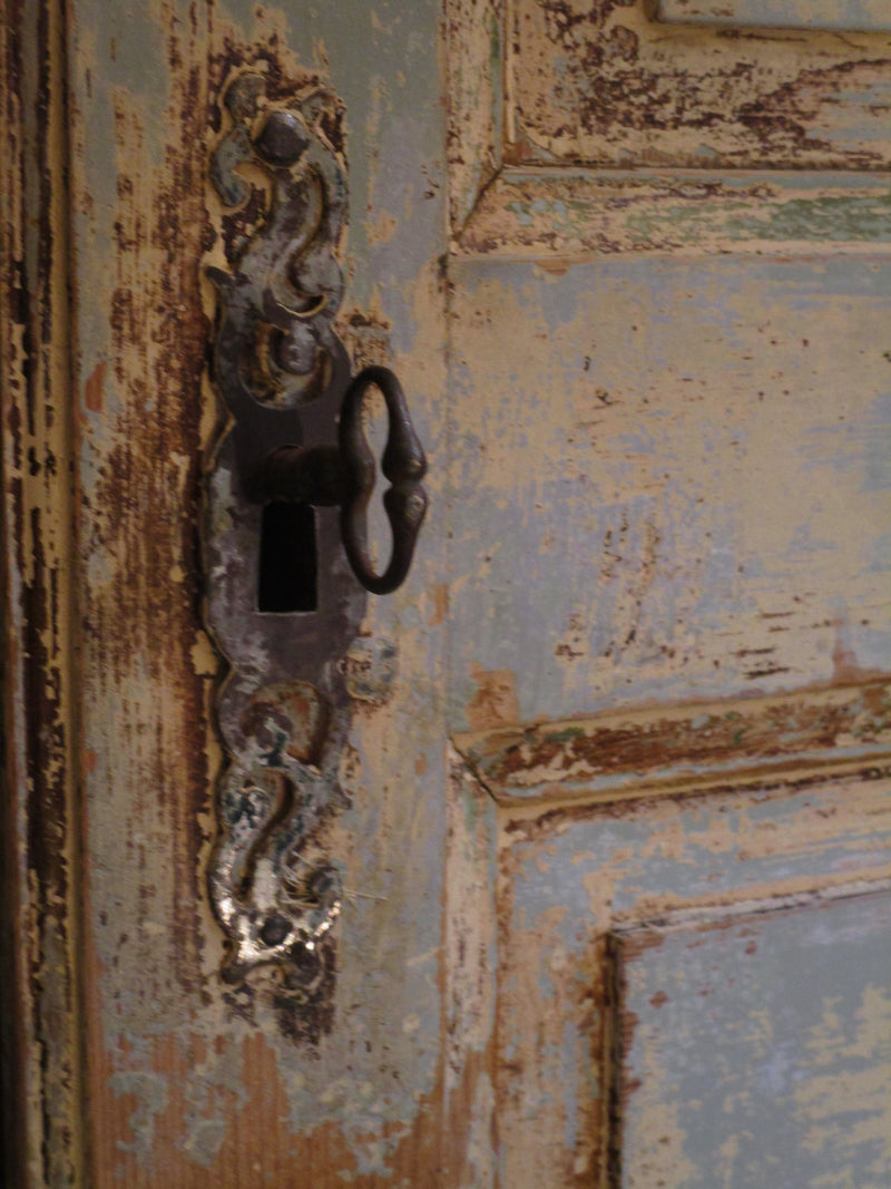 Antique key detail - Pair of Louis XVI French doors with original paint and hardware