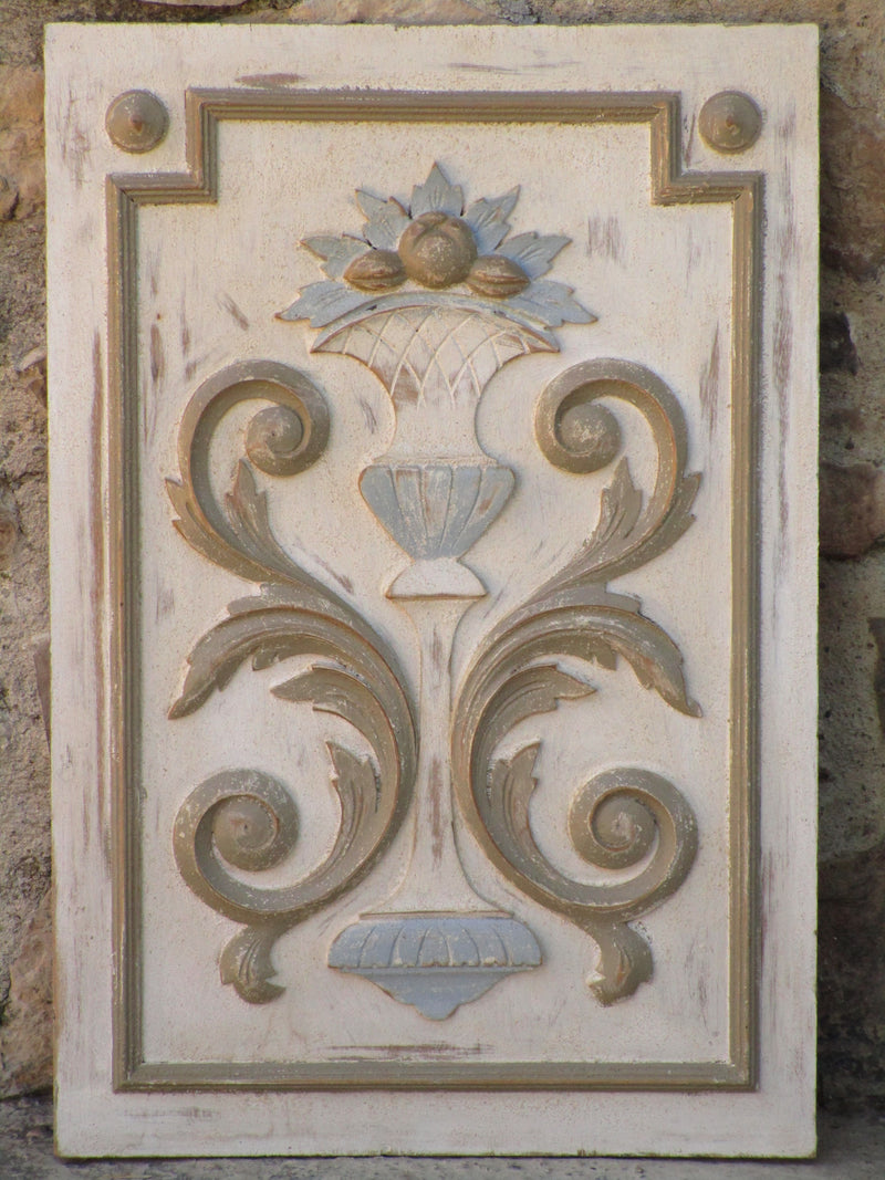 Neutral French decorative panel with floral motifs - farmhouse decor