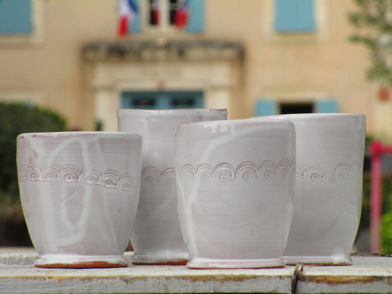 front view four french bespoke tea cups handmade in provence