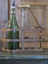 1920s french rustic six bottle carrier