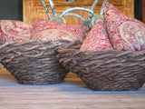 pair of mid century french woven baskets beach house décor