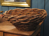 detail pair of mid century french woven rustic modern farmhouse baskets