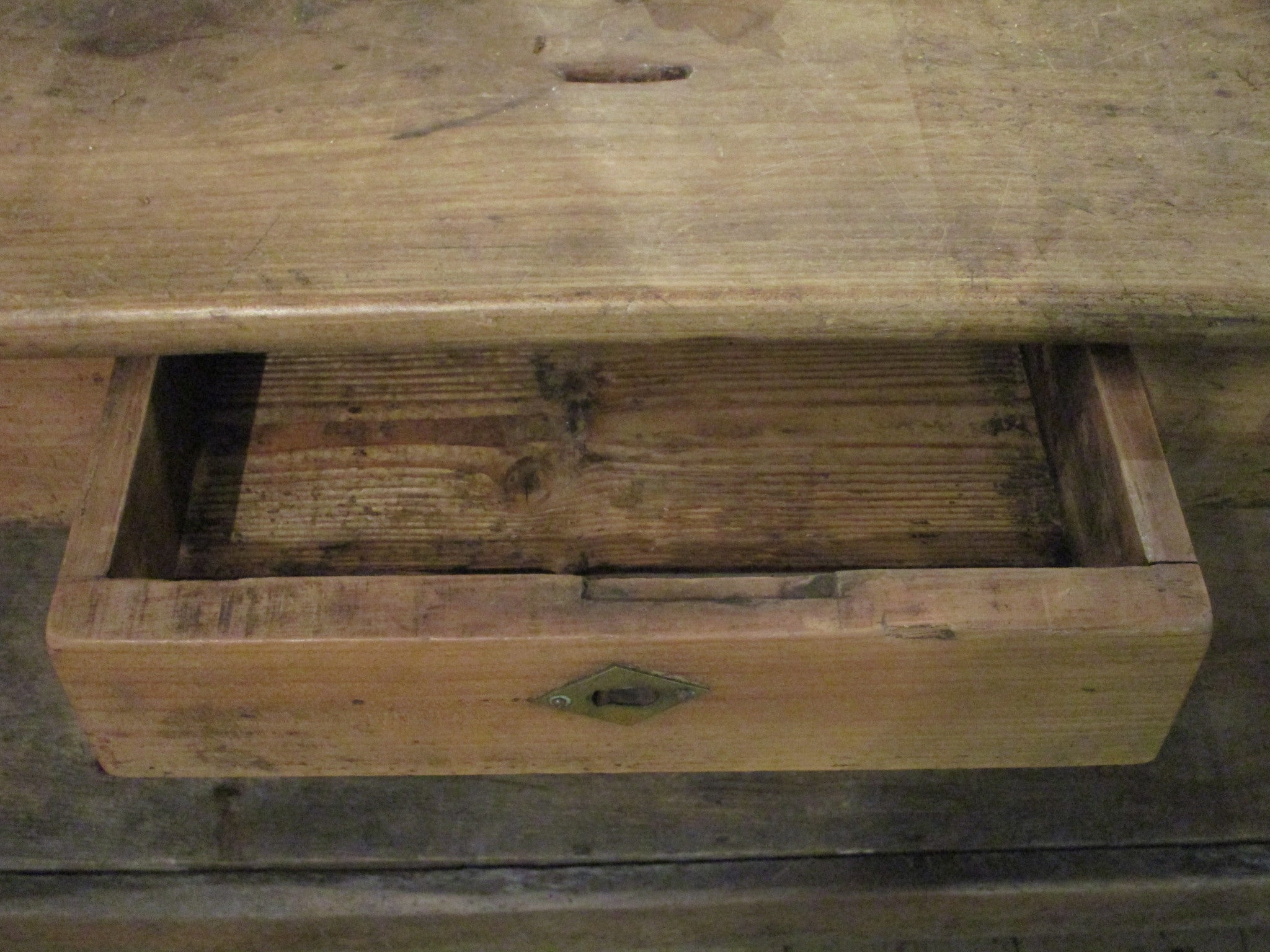 cashier drawer detail rustic farmhouse kitchen island table