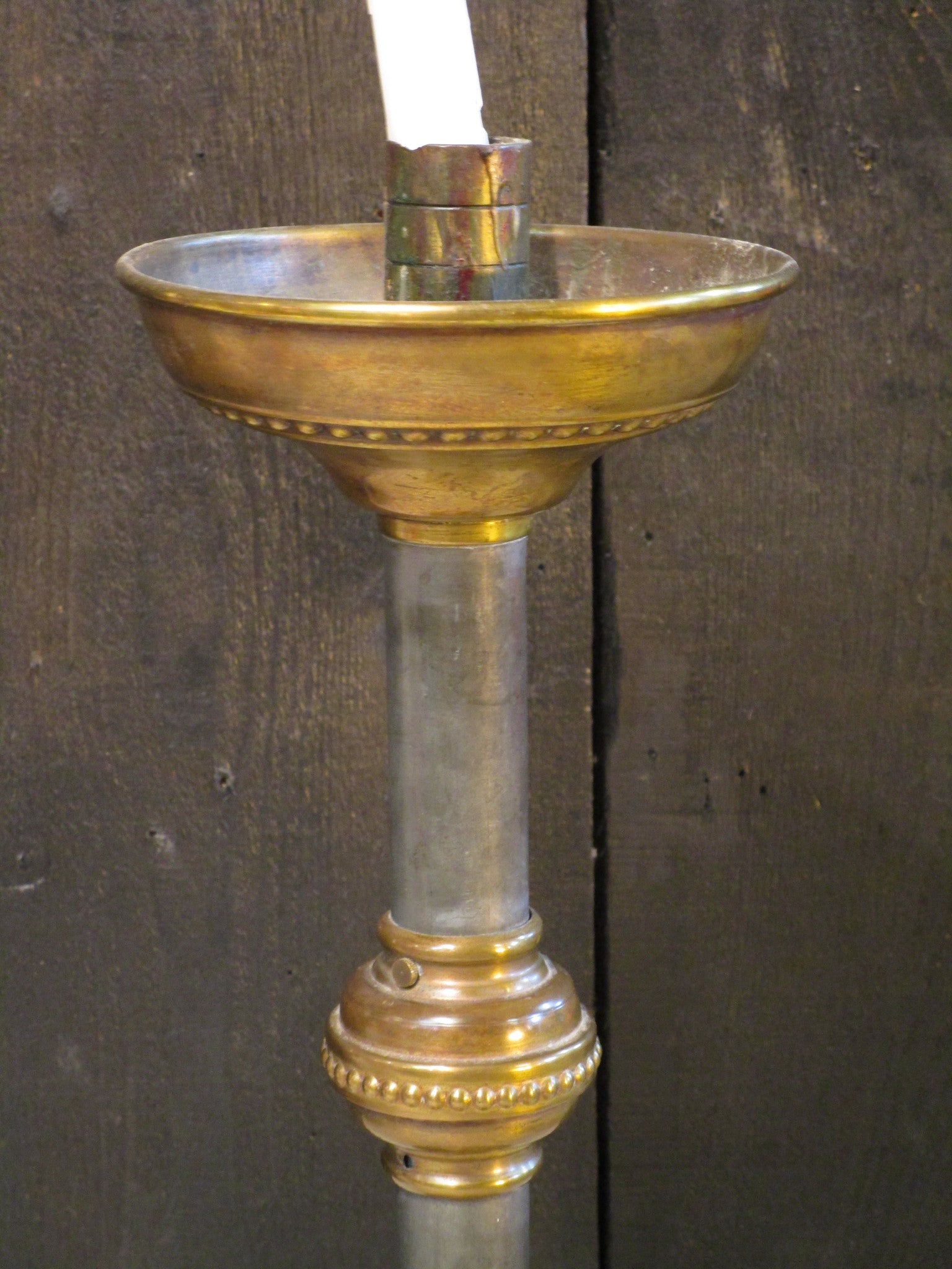 Antique French candlestick with bronze feet