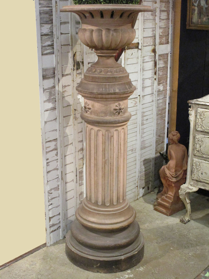 19th century terracotta Medici urn on column