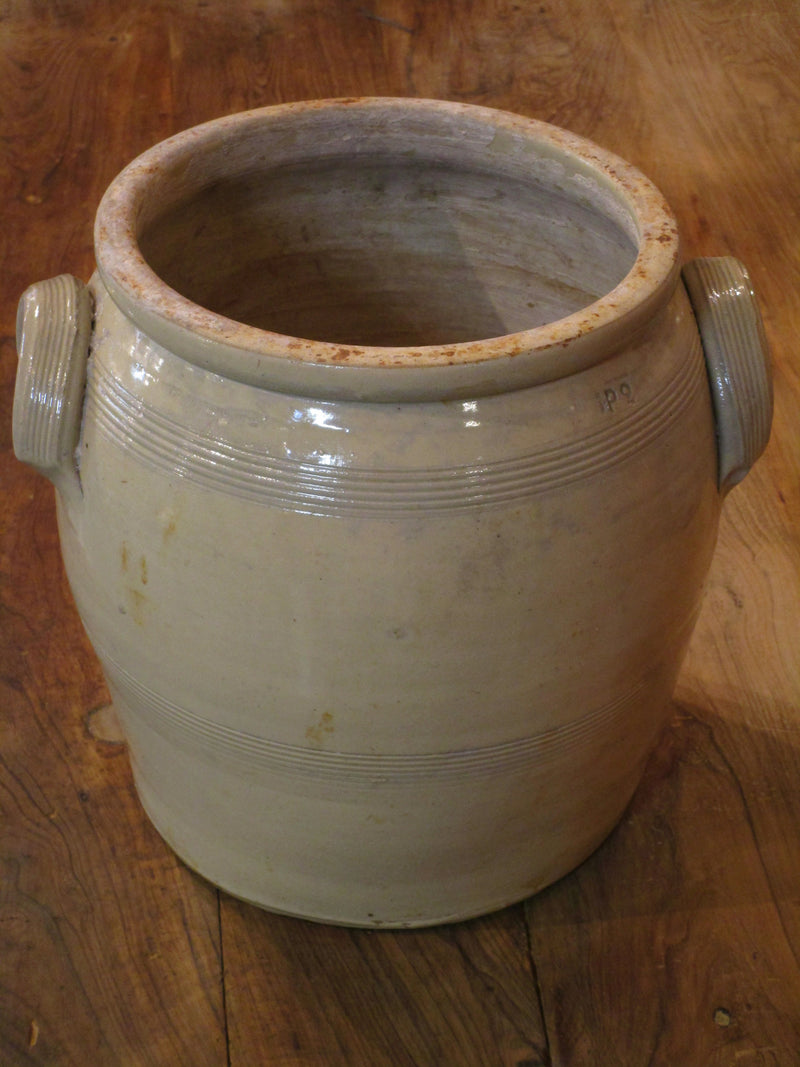 French stoneware pot with original lid
