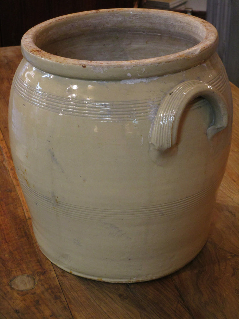 French stoneware pot with original lid