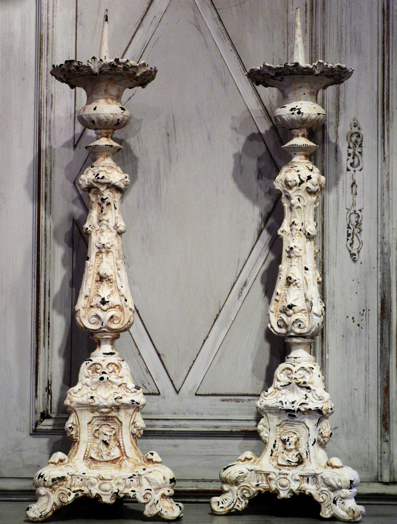 Pair of large church candlesticks - late 19th century