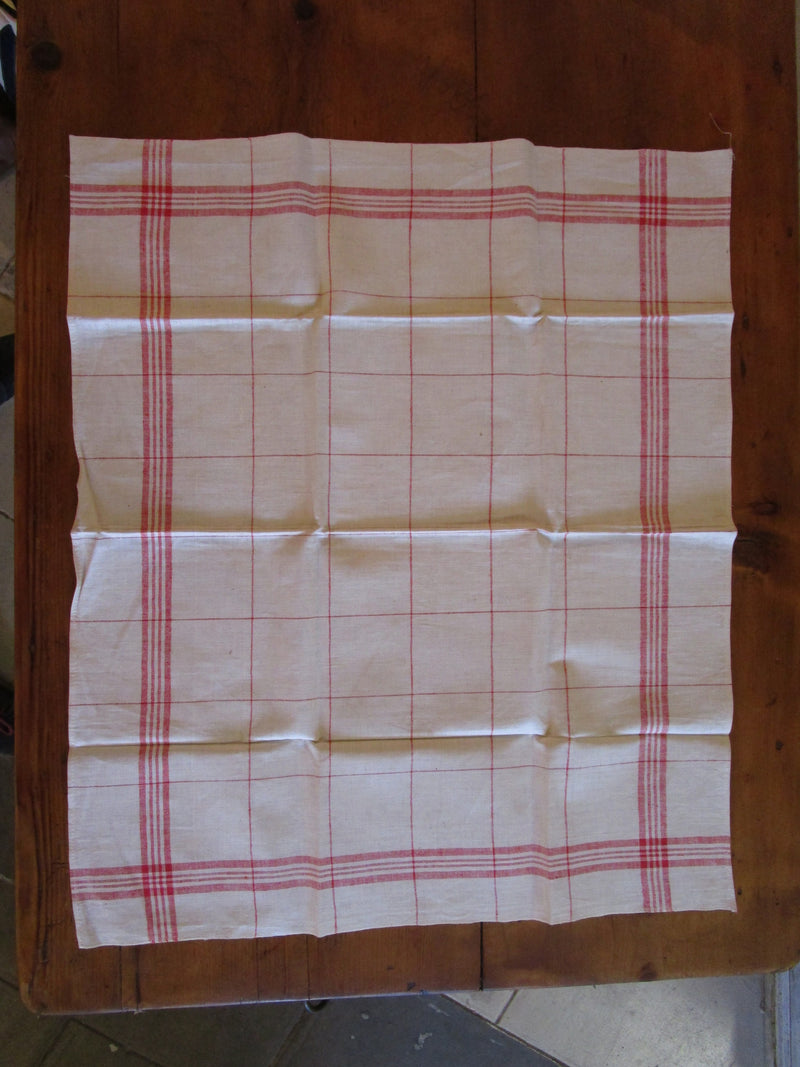 Set of six French checked tea towels