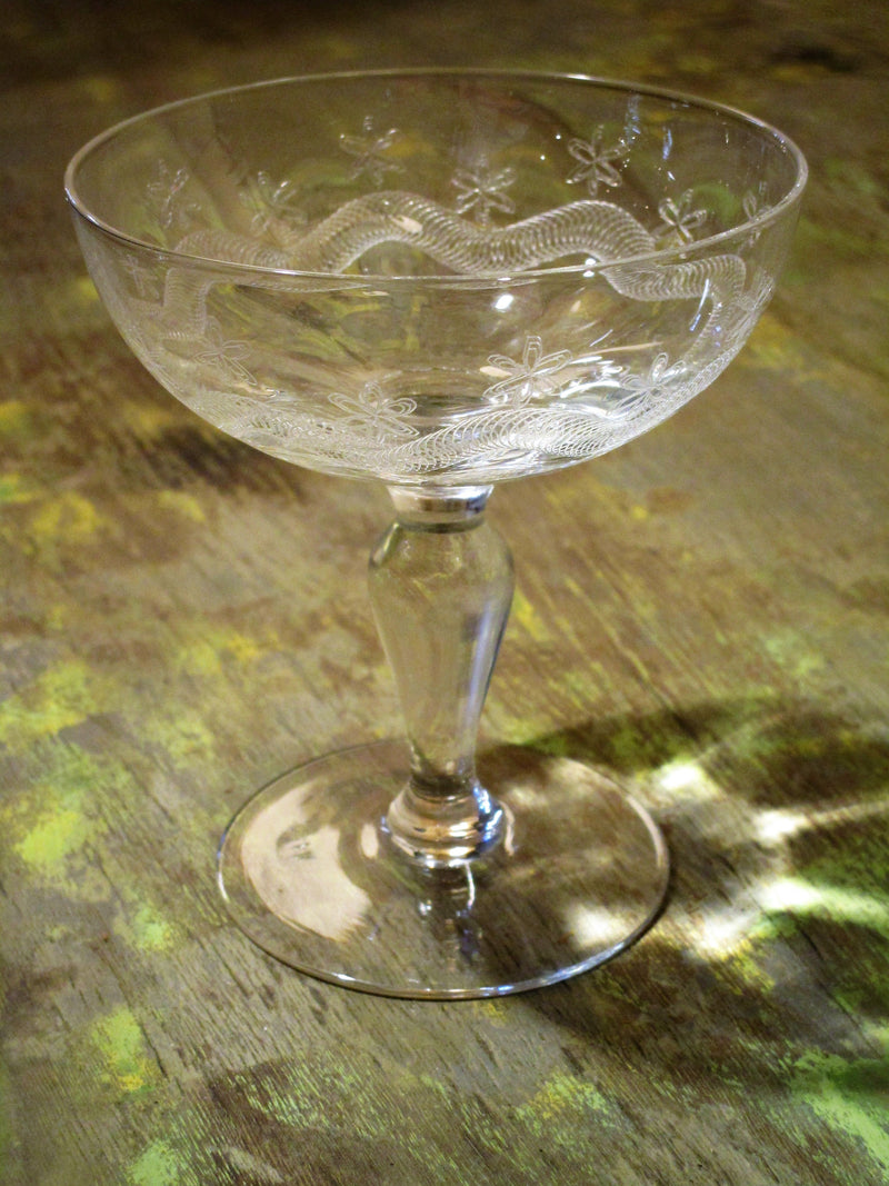 Set of six 19th century champagne glasses