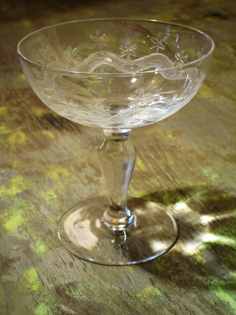 Set of six 19th century champagne glasses