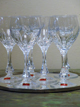 Set of six red wine French crystal glasses